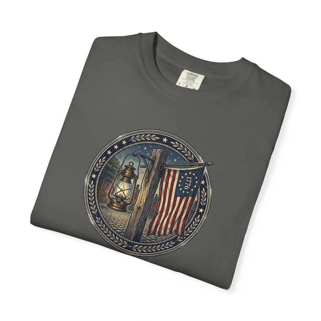 Heritage Lantern & 13‑Star Flag Emblem Tee – Vintage Americana CC1717