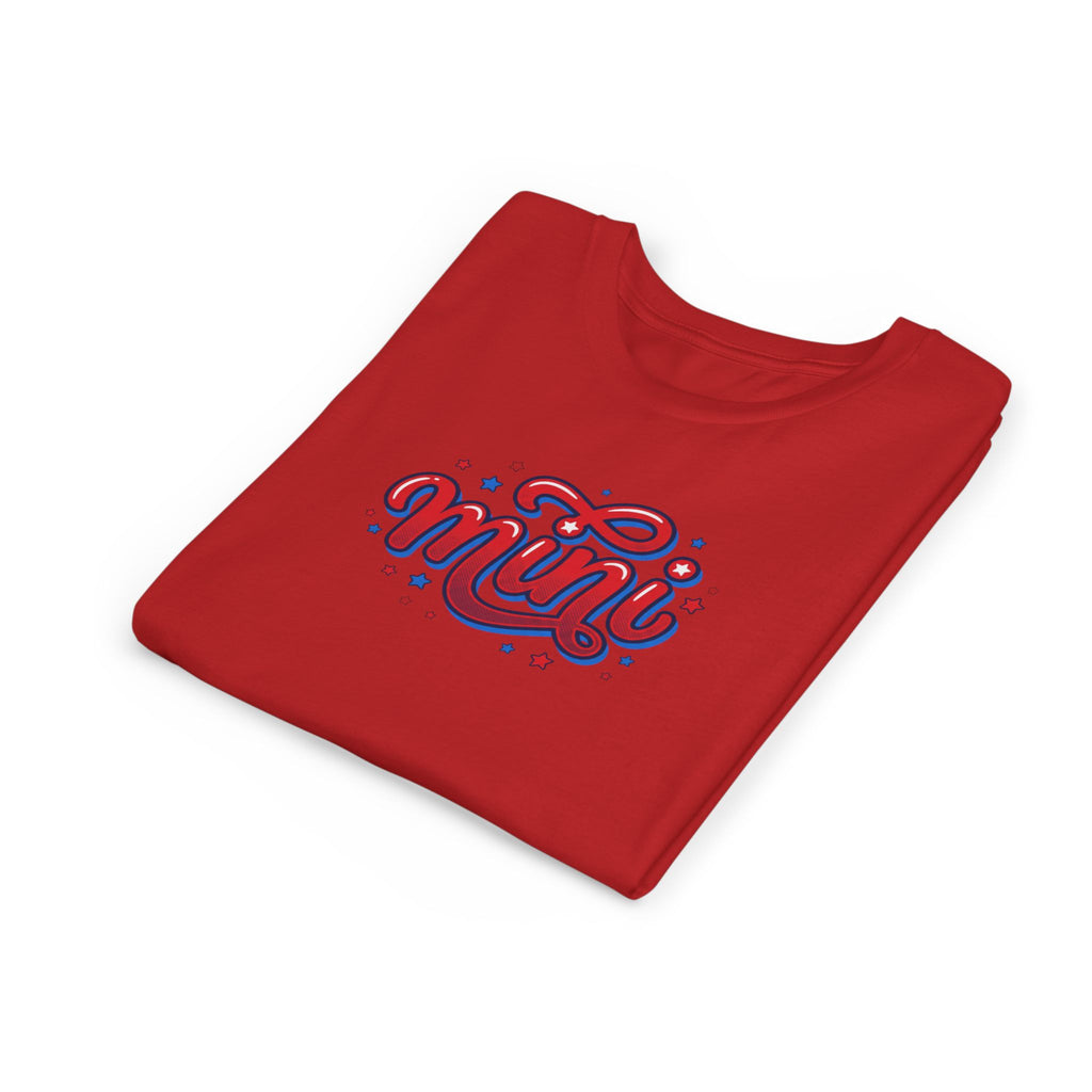 Mini Script Logo T-Shirt | Retro Cursive Lettering, Patriotic Stars