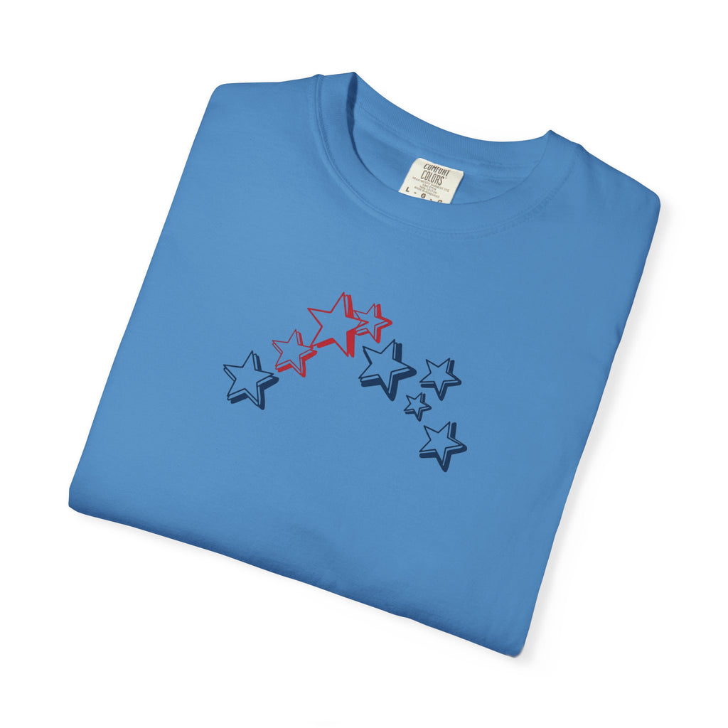 Red, White Blue Star Cluster T-Shirt | Small Chest Stars, Patriotic stars