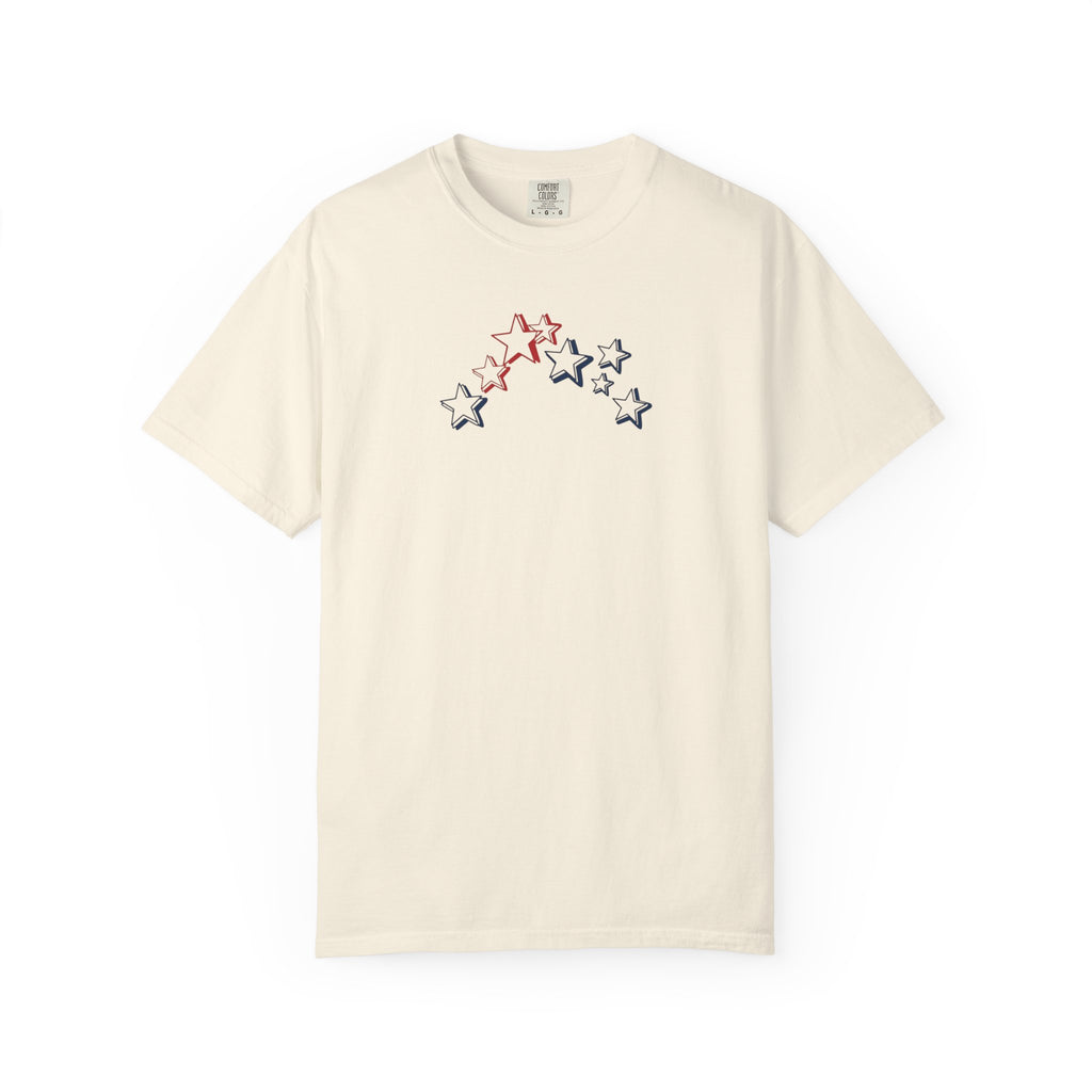 Red, White Blue Star Cluster T-Shirt | Small Chest Stars, Patriotic stars