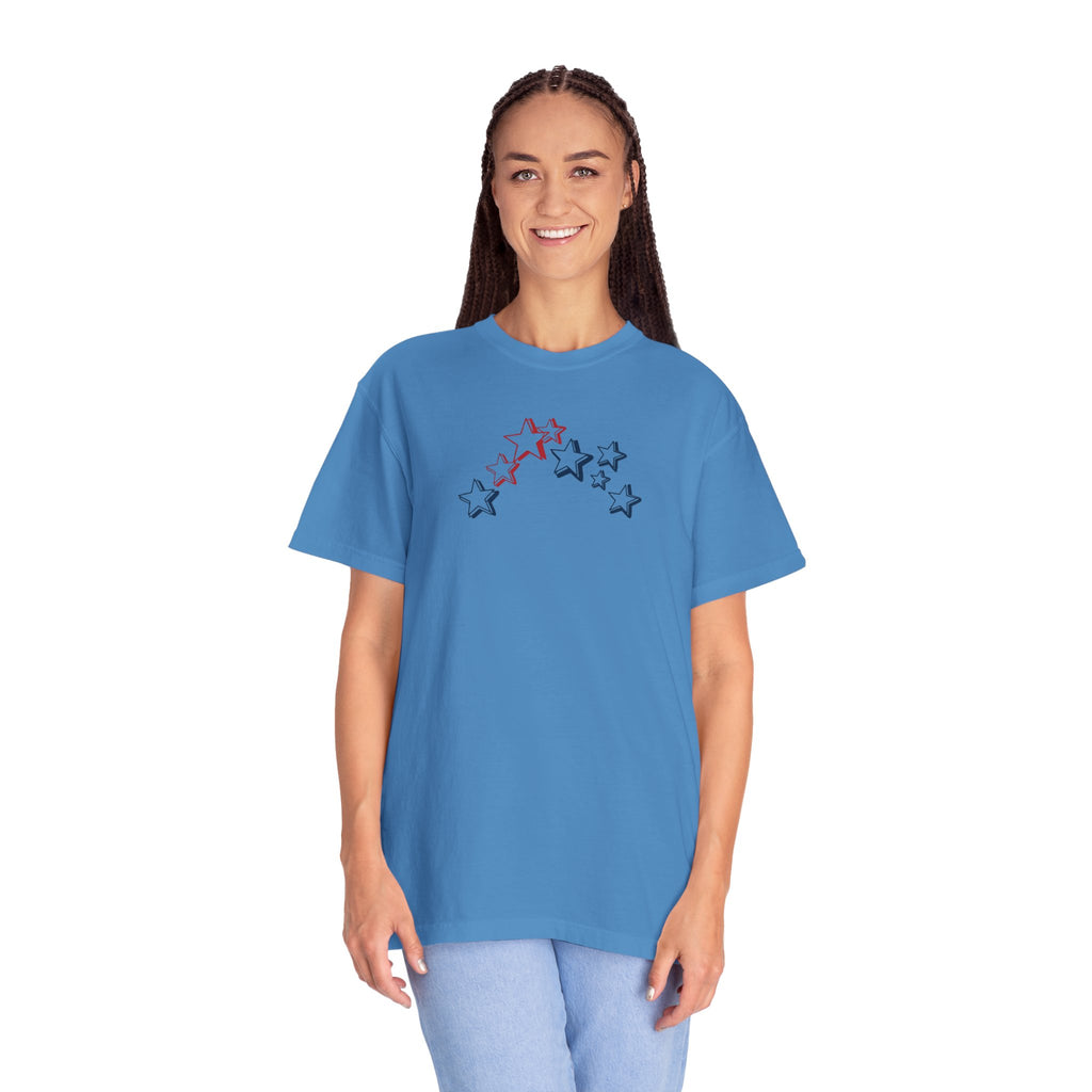 Red, White Blue Star Cluster T-Shirt | Small Chest Stars, Patriotic stars