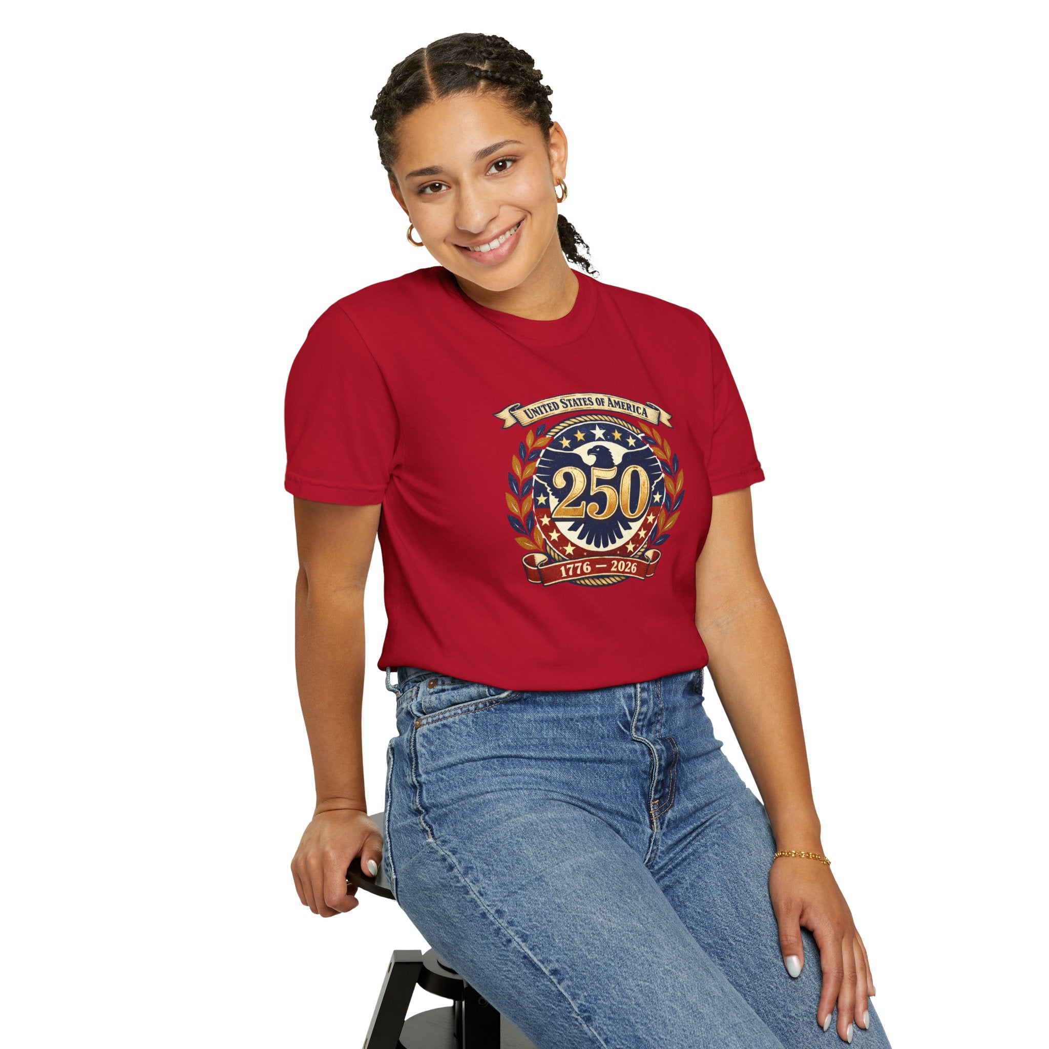 USA 250th Anniversary Tee – 1776–2026 Eagle Emblem on Comfort Colors 1717