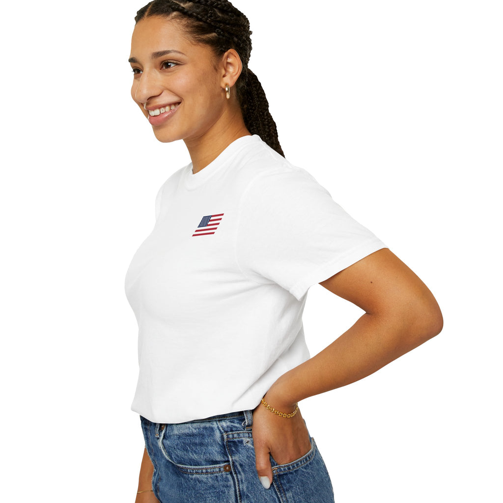 Small American Flag Chest Print T-Shirt | Minimal Patriotic Tee