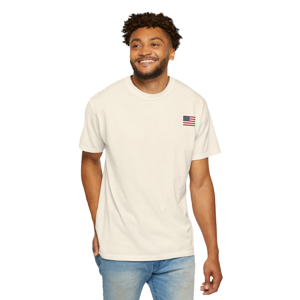 Small American Flag Chest Print T-Shirt | Minimal Patriotic Tee