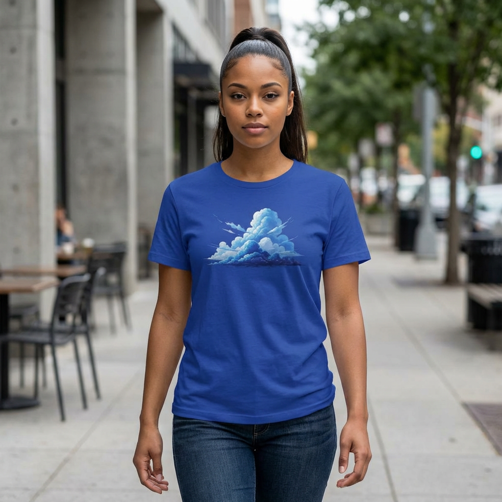 Be Elevated, Cloud Illustration Tee - 'Be' Minimal Back Print