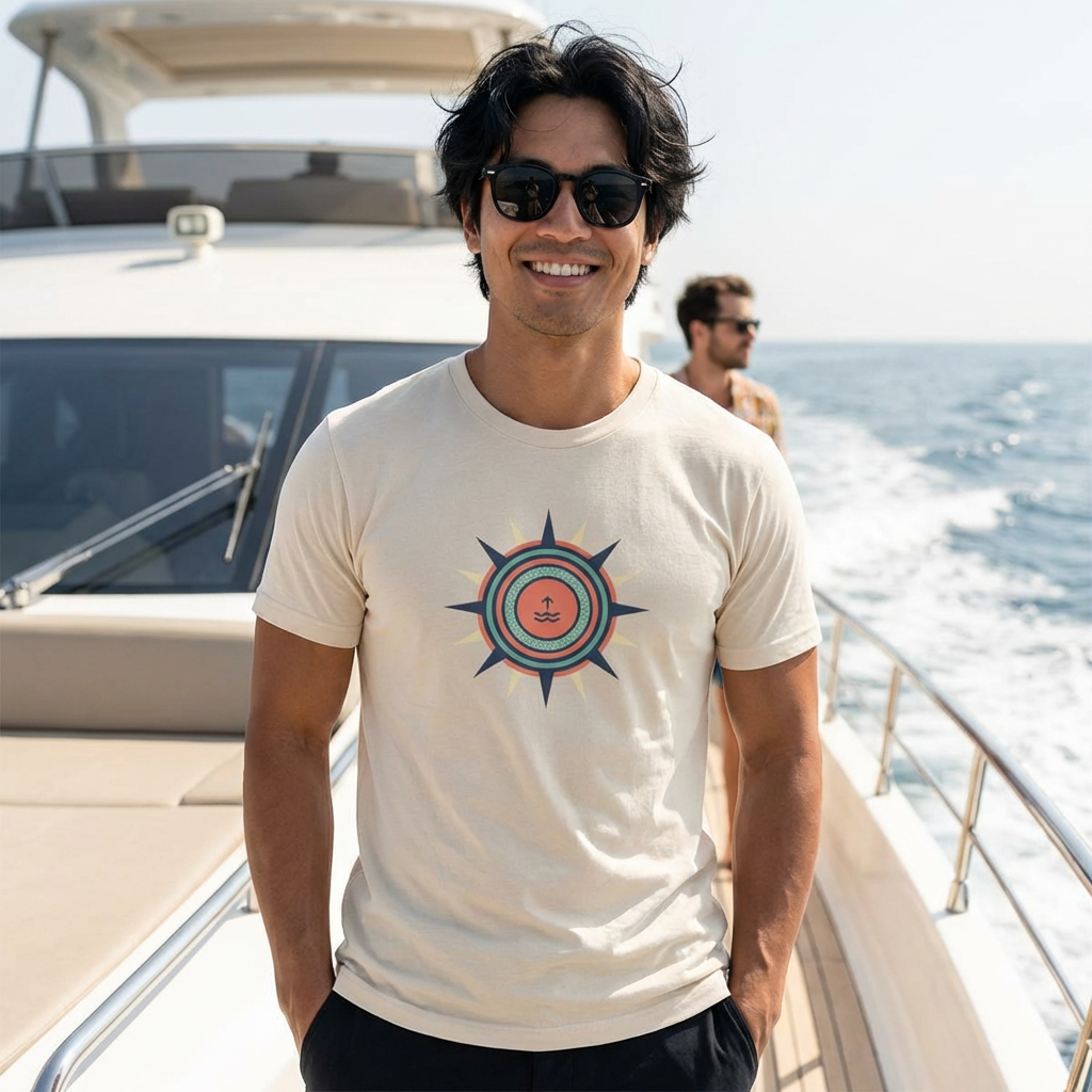 Nautical Compass Anchor Tee | Coastal Sailing T-Shirt, Ocean Adventure Shirt