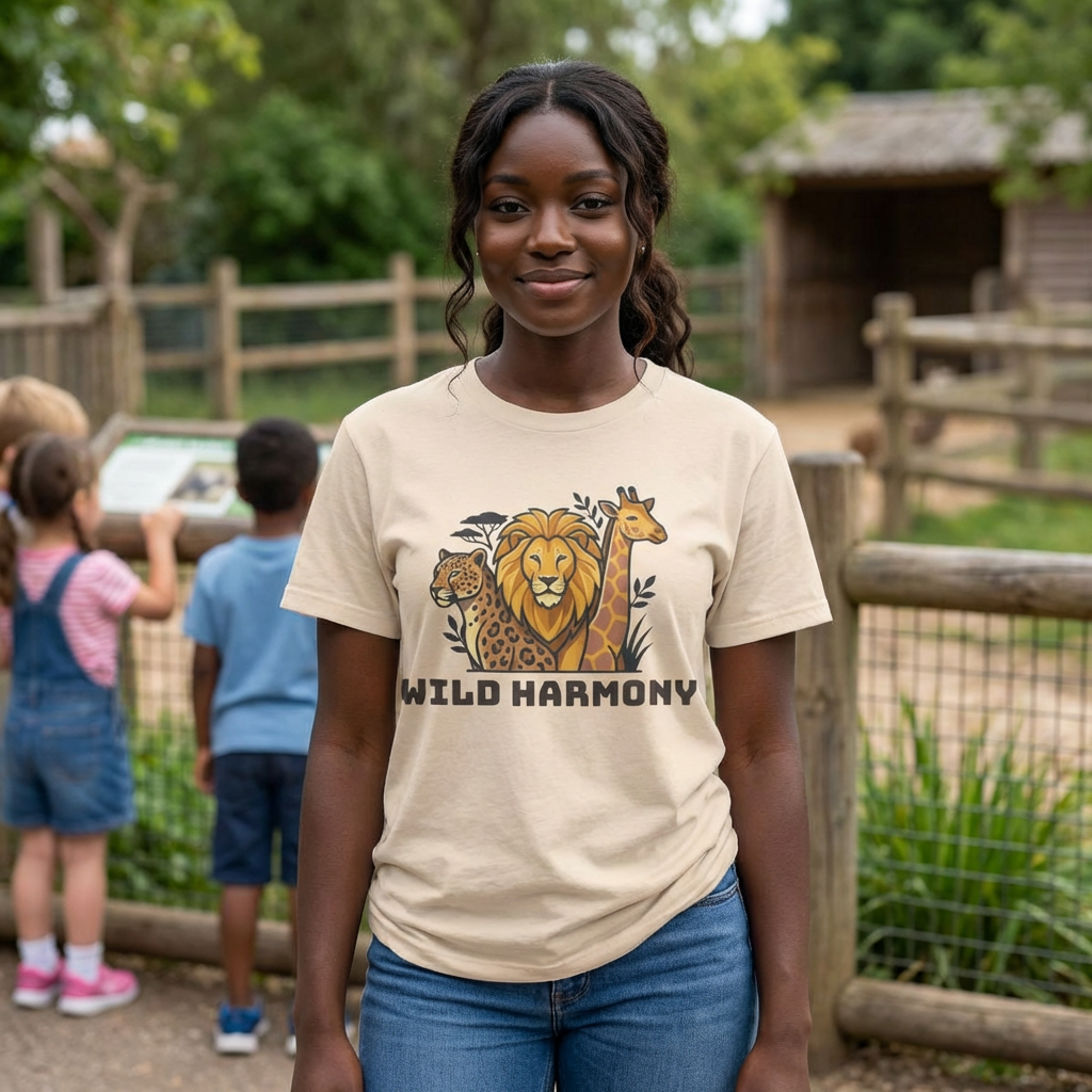 Wild Harmony Animal Tee, Safari Wildlife Shirt, Leopard Lion Giraffe Tee