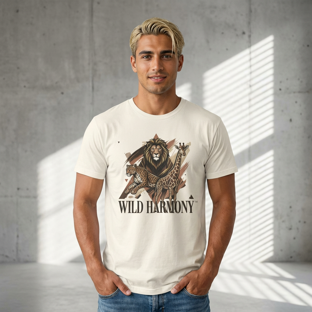 Wild Harmony High Fashion Safari Tee Geometric Lion Leopard Giraffe Shirt